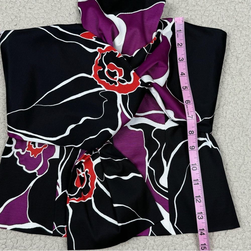 Trina Turk Lacquer Twist Bow Strapless Top Orchid Black - Picture 6 of 9